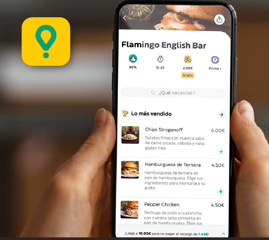 Pide para llevar comida a domicilio en Alicante del Flamingo a través de la App de Glovo. 